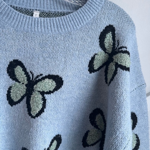Dreamers Butterfly Print Sweater Blue size L - Picture 5 of 8